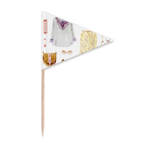 Bohe a Wind Fashion handbemalte Zahnstocher Dreieck Cupcake Topper Flagge