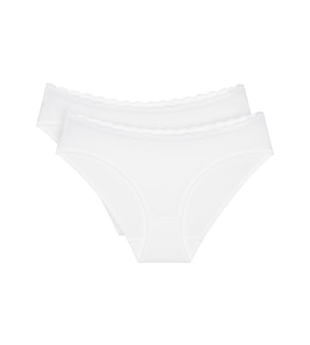 Triumph Damen Feel of Cotton Tai 2p Briefs, Weiß, 40 EU