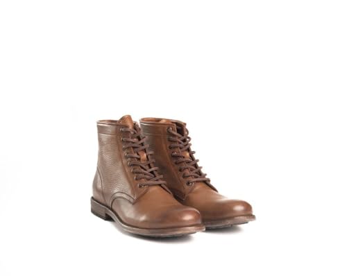Image of Frye Tyler Lace Up Boots for Men Crafted from Soft Vintage Leather with Blake Construction, Burnished Toe and Heel, and Rubber Inserts on Leather Soles - 5 inch Shaft Height