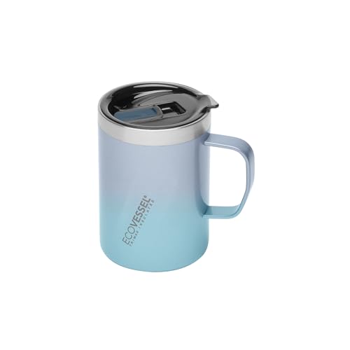 EcoVessel TRANSIT Stainless Steel Travel Mug/Coffee Mug with Slider Lid & Ergonomic Handle, Tumbler With Handle Insulated Coffee Mug (Costal Mist, 12 oz)