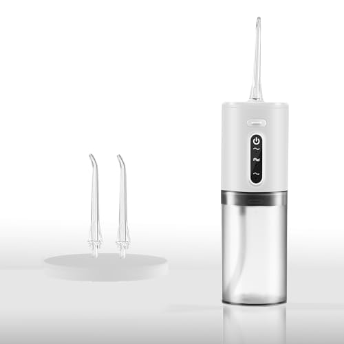 Todetana ウォーターデンタルフロッサー 歯ピック インテリジェントメモリ 口腔洗浄器 ポータブル 充電式 IPX6 防水 電気デンタルフロッサー 自宅&旅行用 (ホワイト 2ノズル)