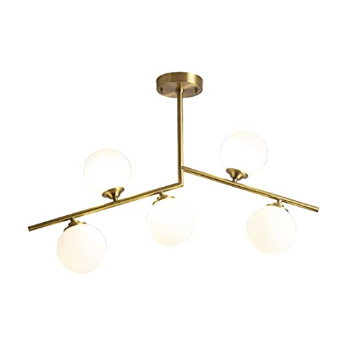 Plafonnier chic en verre opale et finitions dorées MODRASS