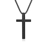 Epinki Collares para Hombre de Acero Inoxidable, Cruz Vikinga Negro Collar Colgante con Cadena Joyas 60 CM
