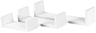 Harbour Housewares 6x White Floating Wall Shelves Modern U Shaped Set Easy To Install Shelf Office, Bedroom, Living Room, Storage Wall Mounted Shelves