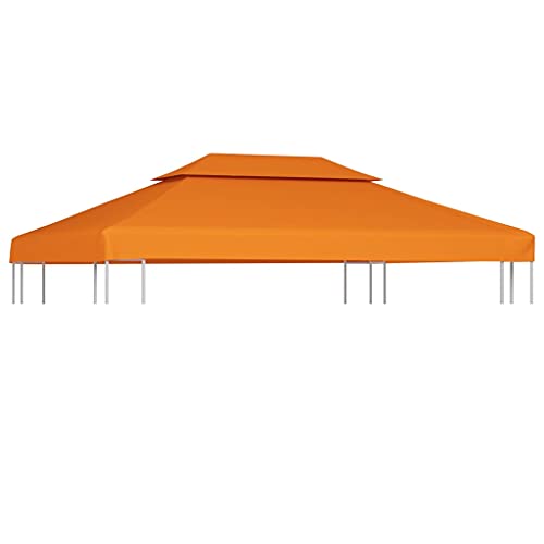 vidaXL Gazebo Top Cover - Water- Replacement Canopy, 310 g/m² Fabric Weight, Fits 3 x 4 m Gazebos, Includes 16 Hook and Loop Fasteners, Vibrant Orange Color