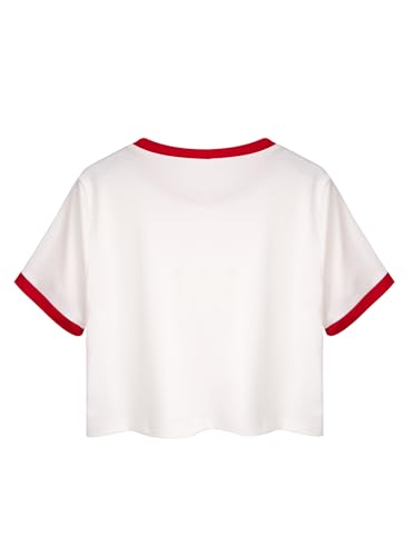 LilyCoco Women's Ringer Crop Top Baby Fitted Tee Short Sleeve Crew Neck T Shirts2