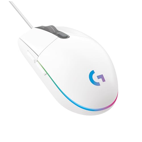 Logitech G203 Lightsync Gaming Mouse with Customizable RGB Lighting, 6 Programmable Buttons, Gaming Grade Sensor, 8 k dpi Tracking, Light Weight (White)