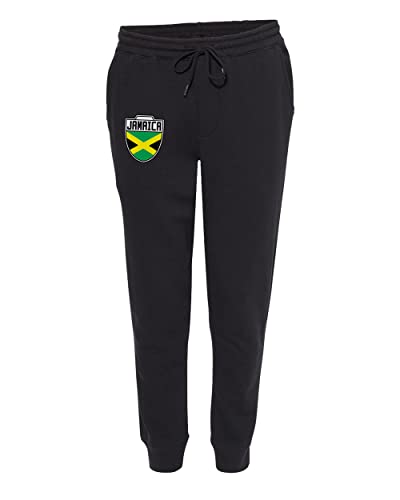 Jamaica Crest - Jamaican National Soccer Cup Unisex Drawstring Fleece Jogger Pants (Medium, Black)2
