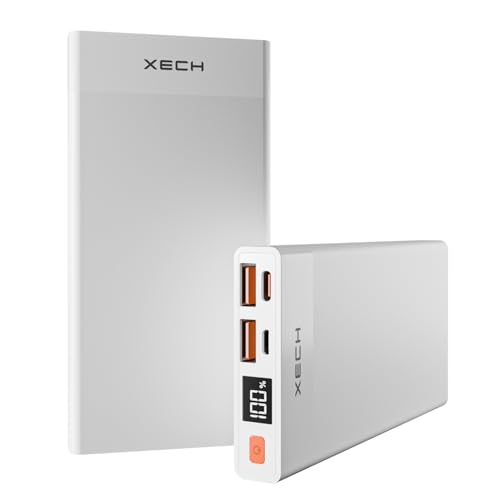 Image of XECH Power Bank 10000 mAH | 22.5W Fast Charging Cable Included | Slim & Lightweight Portable Charger | Triple Ports (2 x USB-A + USB-C PD) | Battery Digital Display | Made in India X-Charge (White)