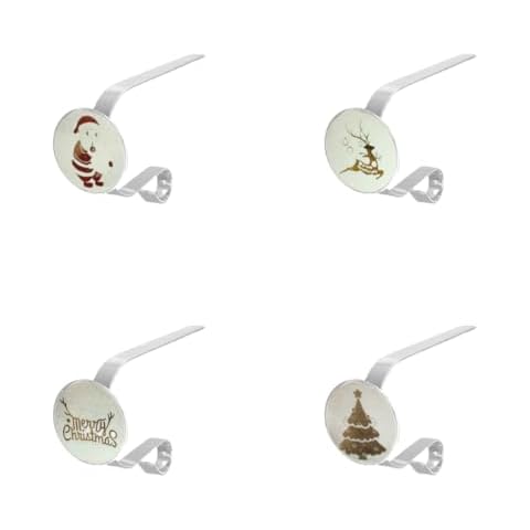 topathleticstore Christmas Stocking Holder, Set of 4 Stocking Holders with Santa and Reindeer,Christmas Tree, Merry Christmas Metal Hooks Christmas Decoration (Silver) Cover