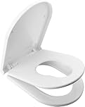 Ibergrif M41001-2 D Shape Family Toilet Seat, White Soft Close Toilet Seat with Child Seat Built in, Removable Potty Training Toilet Seat, 360 Degree Adjustable Hinges