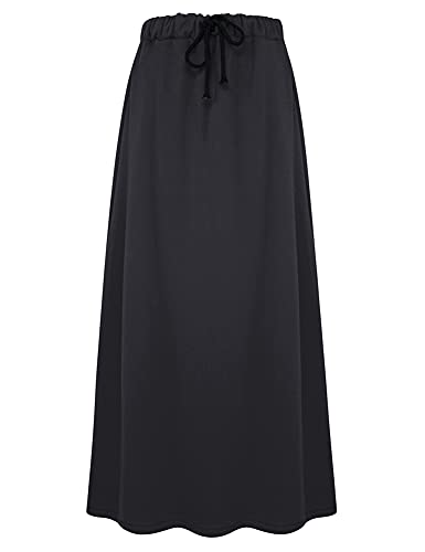 IDEALSANXUN Fleece Lined Long Skirts for Womens Elastic Waist Aline Warm Winter Skirts with Pockets