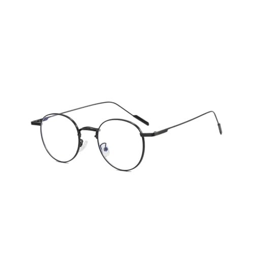 ALCXAZS Gafas anti luz azul Gafas de definición transparentes sin maquillaje de montura grande metal, Negro