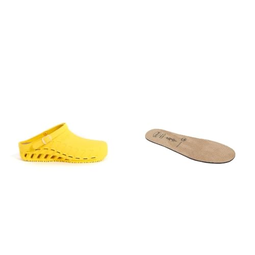 Zuecos Scholl Clog Evo amarillos para aliviar el dolor de pies por estar de pie
