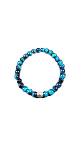 Bracelet œil de tigre bleu perles 8mm bijou méditation et lithothérapie