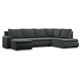 Mebligo - Ecksofa mit Schlaffunktion und 3 Bettkasten FORESTA 300x89x200 (BxHxT) Dunkelgrau - Ottomane Rechts Eckcouch, Couch U Form, Sofa Wohnzimmer, Sofas & Couches, Eckschlafsofa