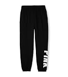 Victoria's Secret Women's Pink Logo Campus Sweatpants, Black, (L)