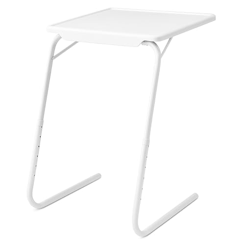 TIENDA EURASIA – Mesa Auxiliar Sofa | Ajustable | Inclinación 3 Alturas | Medidas 52x40x55-73.5 cm | Color Blanco | Material Polipropileno PP | Patas Ajustables 6 Alturas