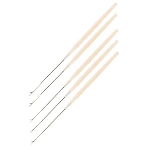 HOMSFOU 5 Pack Beading Needles Threader Fine Crochet Hooks for Jewelry Making DIY Beading Tools Plastic and Metal