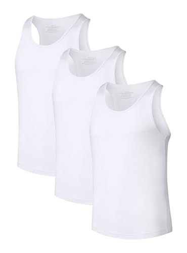 COLORFULLEAF Men's Bamboo Rayon Undershirts Tank Tops Men Crew Neck Stretchy Tank Shirts Pack(1 or 3)
