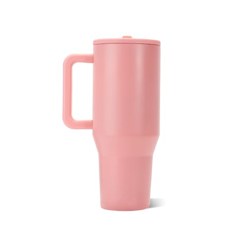 Image of HydroJug Traveler - 40 oz Water Bottle with Handle & Flip Straw - Fits in Cup Holder, Leak Resistant Tumbler-Reusable Insulated Stainless Steel & Rubber Base - Gifts for Women & Men, Tulip