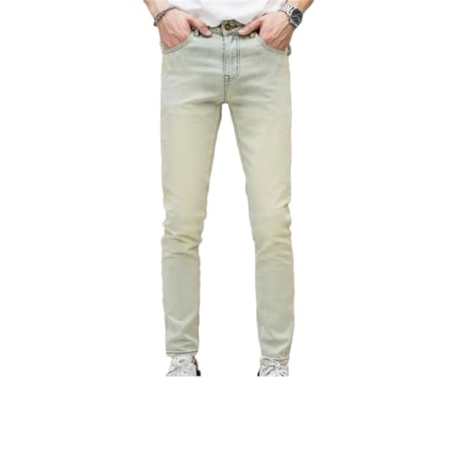 Men's Retro Mud-Color Thin Stretch Slim Fit Skinny and All-Matching Nostalgic Long Jeans