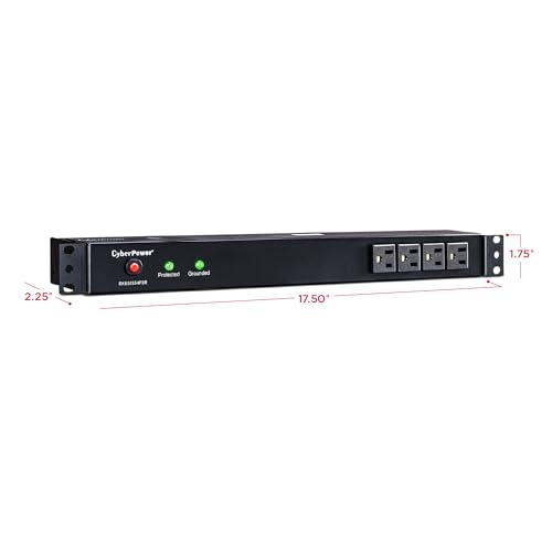image for CyberPower RKBS15S4F8R Rackbar Surge Protector, 120V/15A, 12 Outlets, 