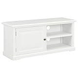 Homvdxl TV Stand Cabinet, 90cm Rustic TV Table, Sleek TV Cabinet with Wood Top and Cable Holes for Living Room or Bedroom, TV Unit Home Entertainment Center - White