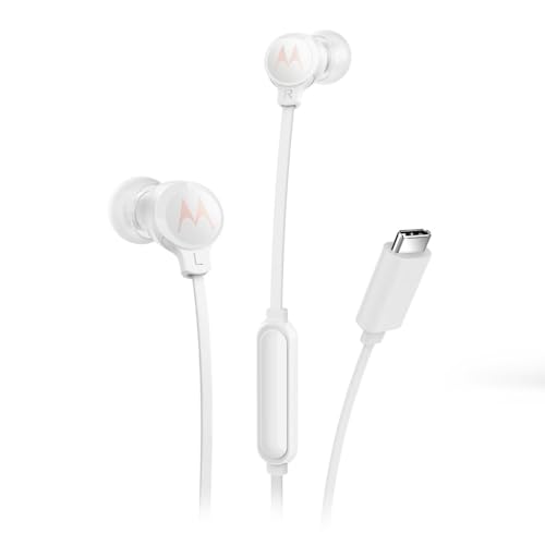 Motorola Sound Earbuds 3C-S In-Ear-Kopfhörer mit Mikrofon, Bequeme Passform, Freisprecheinrichtung, High-Definition-Sound, sicheres Design, USB-C-Anschluss, Weiß