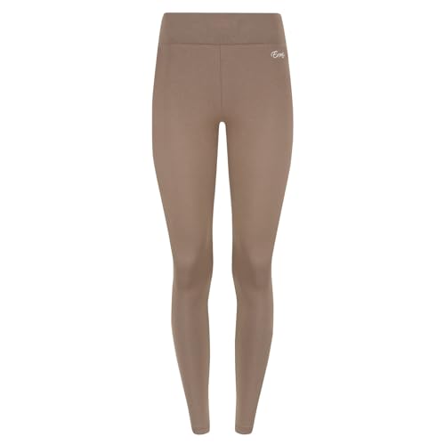 Evoni Damen Leggings High Waist aus Baumwolle l blickdichte Sporthose l Yoga Hose | Fitness Hose lang braun XS