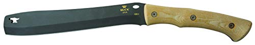 Buck Knives 108 Compadre Froe, 9-1/2" Cobalt Grey Cerakote Coated 5160 Steel Fixed Blade Wood Chopping Knife with Natural Micarta Handle, Genuine Leather Sheath Included