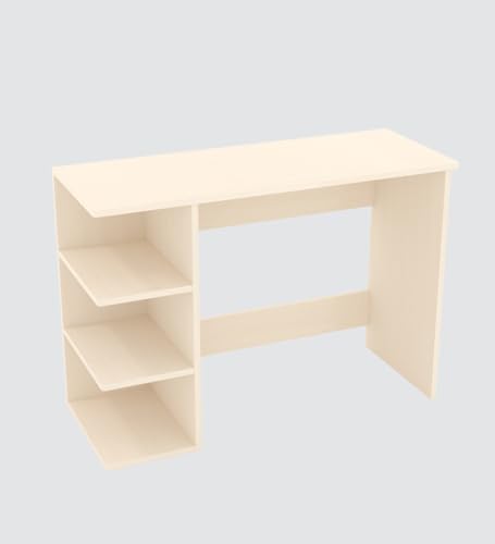 Image of Modern Compact Study Desk with 3 Side Shelves, Space-Saving Home Office Table, 103x72x40 cm, DIY Assembly