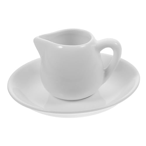 Alipis Ceramic Creamer Pitcher Set Mini Pitcher Bottom Plate for Sauce Dressing Syrup for Western Food