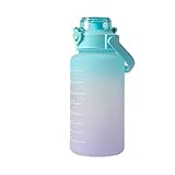 Drinkfles 1,5/2L Sportwaterfles Lekvrije Fietsdrinkfles BPA-vrije Bidon met Inhoudsschaal Kleurverloop voor op de Fiets, Outdoor, School, Sportschool, Camping (Groente)