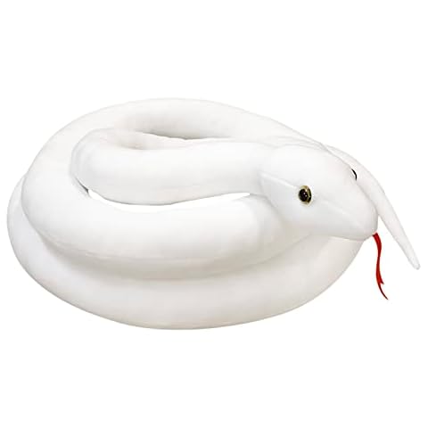 Clobeau Realistic Animal Stuff Snake, 78 Inch Long Stuffed Animal Plush Snake, Lifelike Snake Stuffed Animals Plush Toy Stuffed Snake Animal Plush Toy Large Snake Plush Toy Gifts for Kids (White) Cover