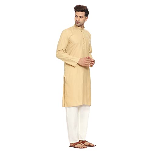 Image of ITOS365 Men Cotton Blend Kurta Pyjama Set Party Fashion Regular Ethinic Wear Indian Dress Gift for Men