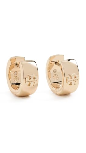 Image of Tory Burch Women's Wide Icon Enamel Huggie Hoop Earrings