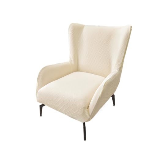 CZADMXP Funda de Sillón de Orejas Elástica Fundas Protector de Butaca para Dormitorio, Recepción, Club (Crema)