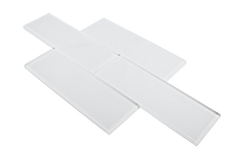 Tenedos Super White Glossy 3x9 Bright White Subway Glass Wall Tile Backsplash for Bathroom, Kitchen, Accent Decor, Fireplace (Box of 3 Square Feet, 15 Pieces) - Thumbnail 3
