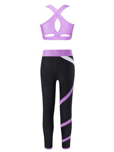 Kids Girls Sport Bras Dance Gymnastics Crop Top with Athletic Leggings Set 2 Piece Gym Yoga Workout Outfits2