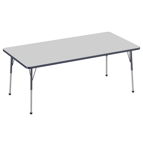 FDP 36" x 72" Rectangle Table with Ball Glide Legs - Gray/Navy, 10036-GYNV