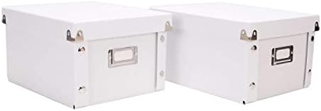 Snap-N-Store Index Card Holder Storage Box - Collapsible Organizer Box fits 1100 Flash Cards - Business, Recipe, or Note Card - 4 x 6, 2 Pack, Classic Blue