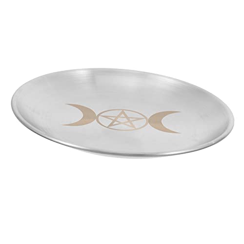 VALICLUD Pentagrama Chapado Plato Portavelas De Altar Diseño De Pentáculo Bandeja De Metal para Velas Rituales Decoración De Altar