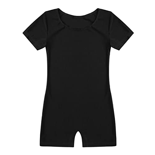 Venjoe Girls Boys Short Sleeves Ballet Dance Unitard Leotard Gymnastics Athletic Workout Biketards Black 6 Years #TOP2
