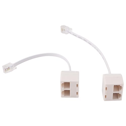 Huudngeje 2pcs 6P4C RJ11 Double vers Male Cable telephonique Adaptateur Repartiteur