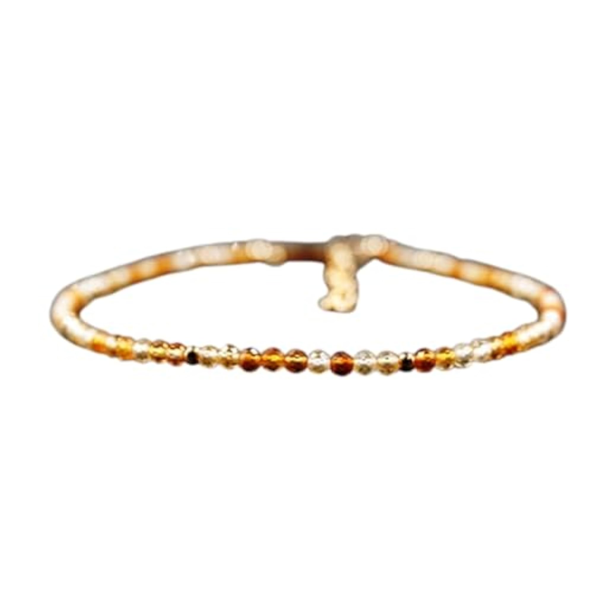 Citrine Round Beaded Bracelet with Gold Lock