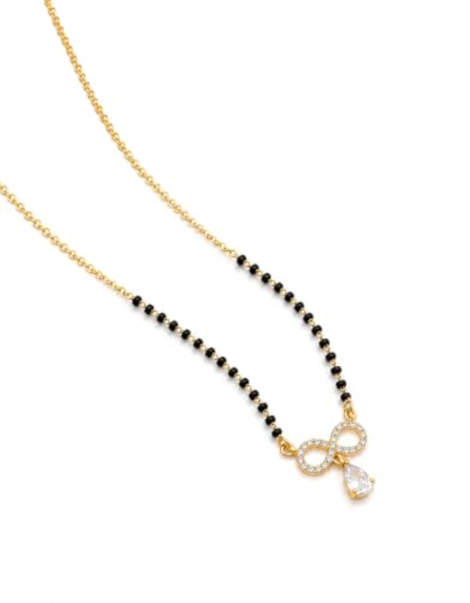 Women's Infinity Drop Diamond Mangalsutra with Black Bead Chain