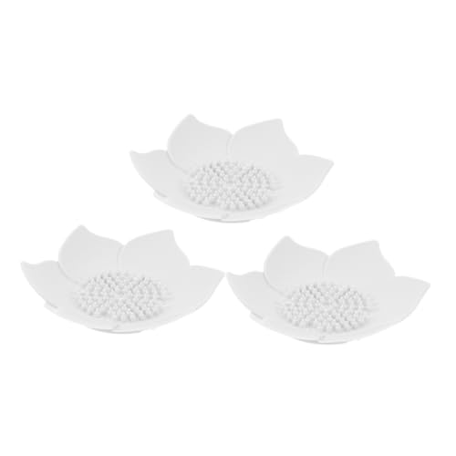 Vaguelly 3 Piezas Bandeja De Jabón Jabonera Redonda Soporte De Jabón Plato De Jabón para El Fregadero De Baño Bandeja De Baño De Silicona Jabonera De Pared Jaboneras Blanco Gel De Sílice