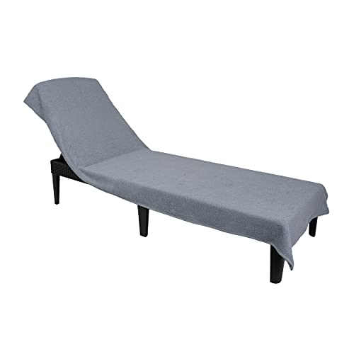 Clarysse Cojín de algodón para tumbona, 75 x 200 cm, color azul, toalla para tumbona con capucha, tejido de rizo absorbente a prueba de nudos, funda para muebles de jardín, certificado Öko-Tex Cover