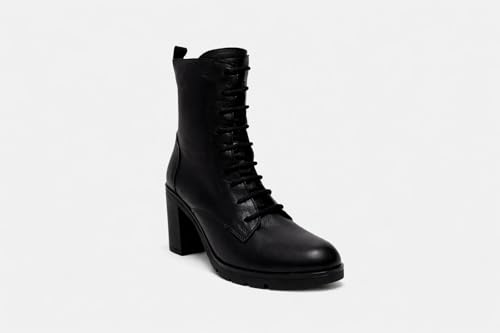 Bottes à talon de 10 cm en cuir véritable avec lacets et zip